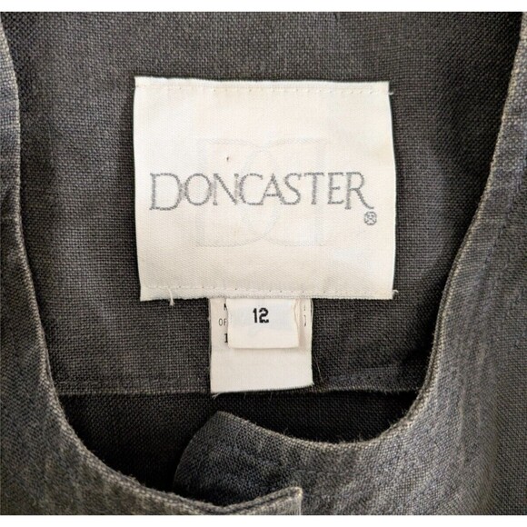 Doncaster 100% Linen Women's 12 Black Button Front Cardigan Top Jacket - Picture 5 of 8